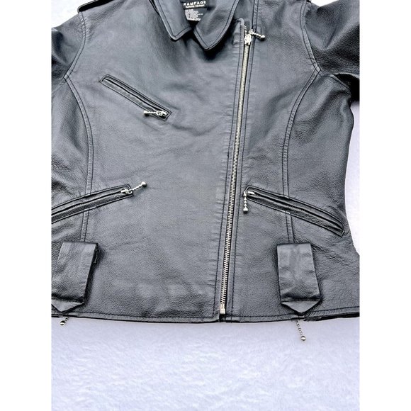 Rampage Leather Motorcycle Moto Jacket Black Womens Medium Zip Up - Picture 5 of 9